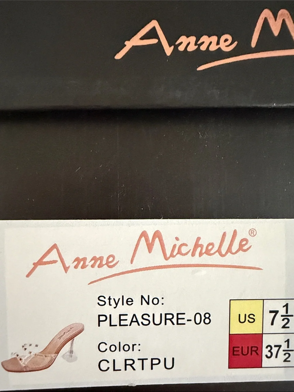 Anne Michelle Pleasure-08 Clear Studded Heels Nude Gold Size 7.5